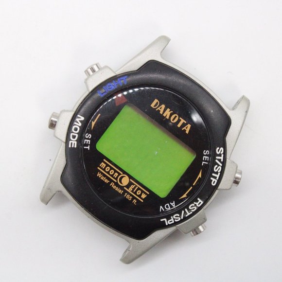 Vintage DAKOTA Digital Watch Mens Silver Tone Steel Moon Glow Retro 80s - Picture 4 of 5